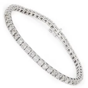 4CT Round Diamond Line Tennis Bracelet 14K White Gold