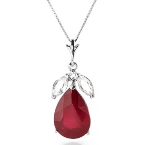 5.5 Carat 14K Solid White Gold Necklace Ruby White Topaz