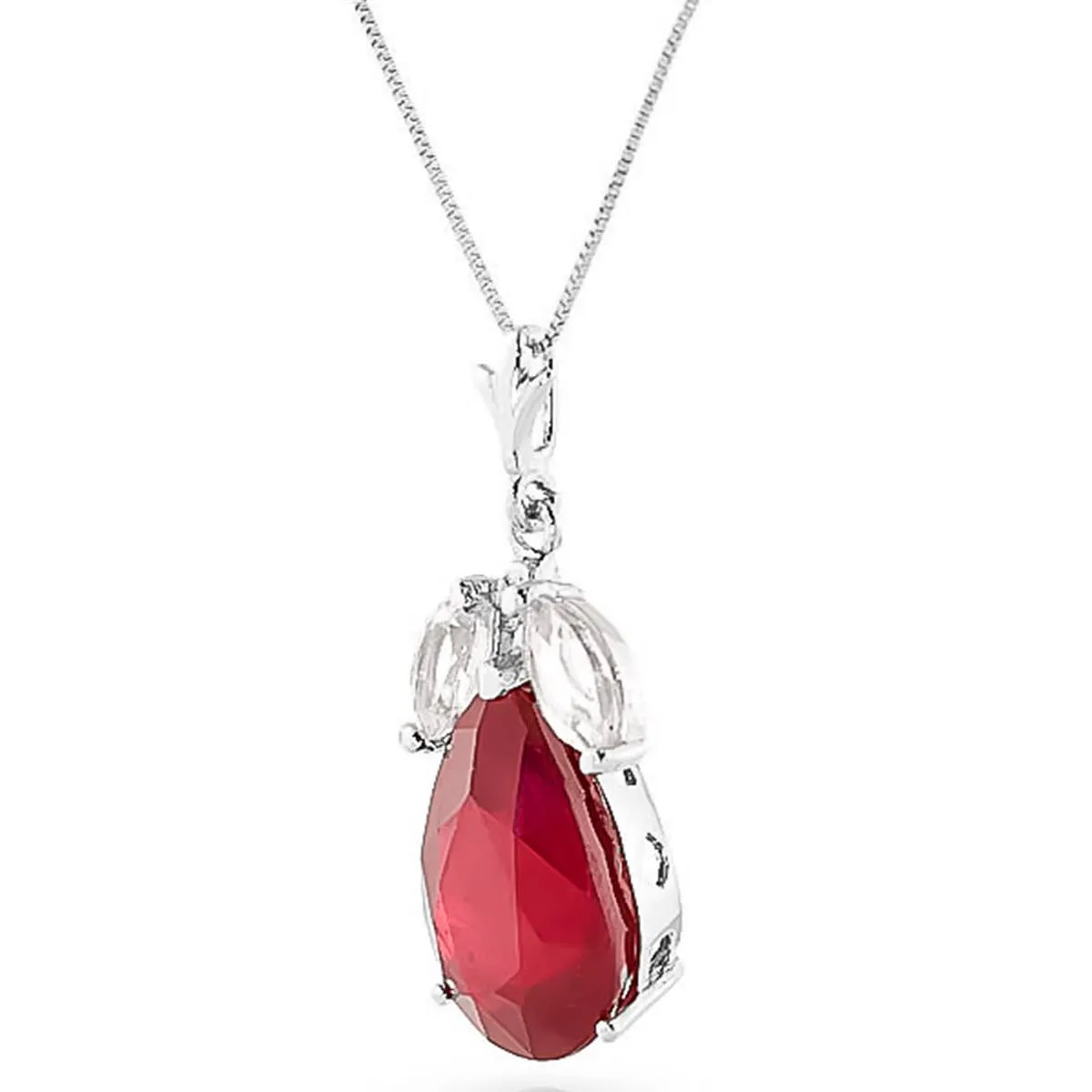 5.5 Carat 14K Solid White Gold Necklace Ruby White Topaz