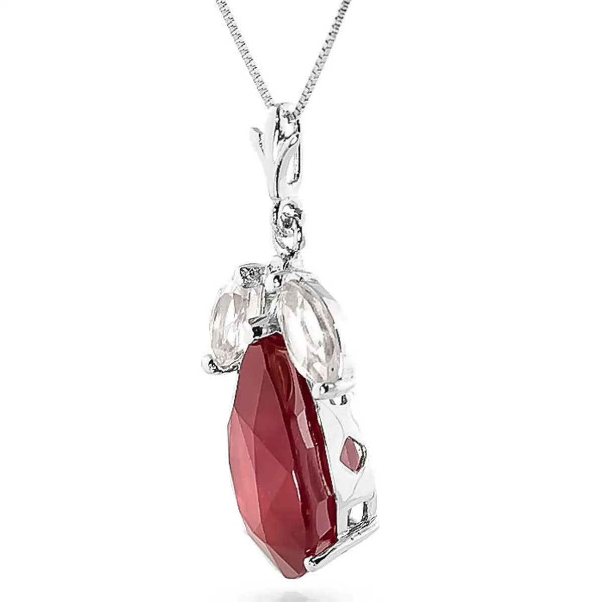 5.5 Carat 14K Solid White Gold Necklace Ruby White Topaz