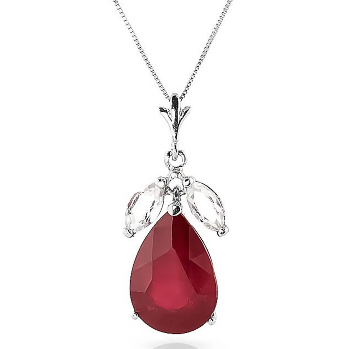 5.5 Carat 14K Solid White Gold Necklace Ruby White Topaz