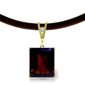 6.51 Carat 14K Solid Yellow Gold Solitude Garnet Diamond Necklace
