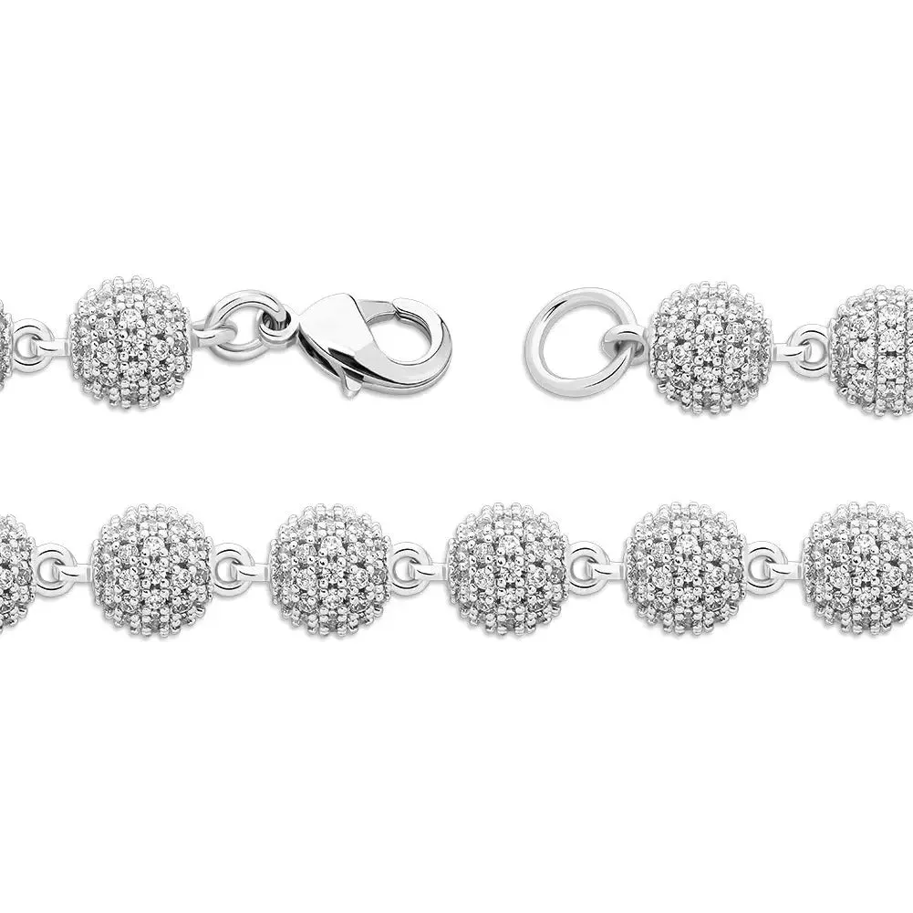 6mm Diamond Beads Bracelet in White Gold