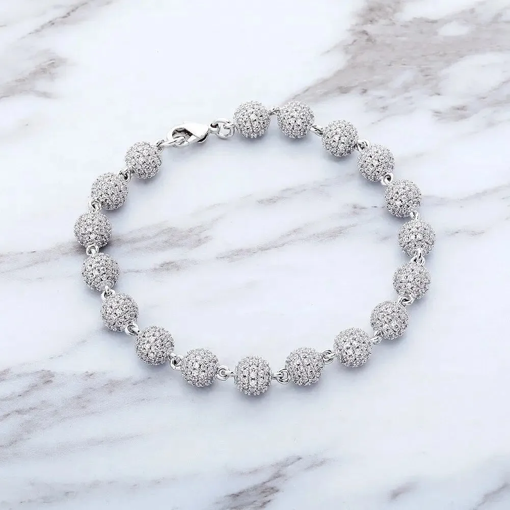6mm Diamond Beads Bracelet in White Gold