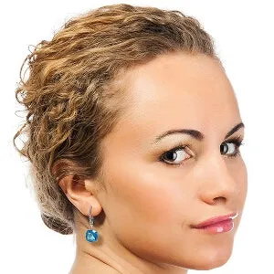 7.2 Carat 14K Solid White Gold Southern Wave Blue Topaz Earrings