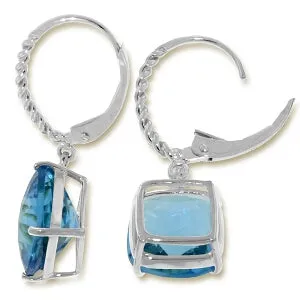 7.2 Carat 14K Solid White Gold Southern Wave Blue Topaz Earrings