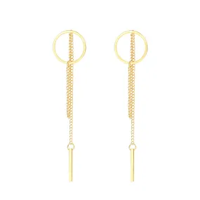 925 Silver Hollow Round Long Tassel Earrings