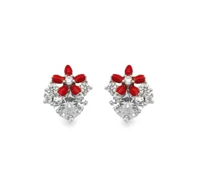 A500 Mini Red Flower Post Earrings