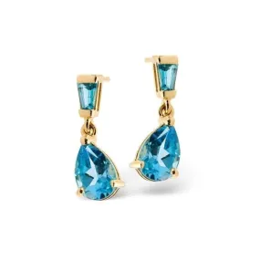Acotis Diamonds 9K Gold 1.74ct Blue Topaz Earrings F2036
