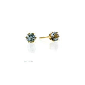 Acotis Diamonds 9K Gold 4mm Blue Topaz Earrings Z1384