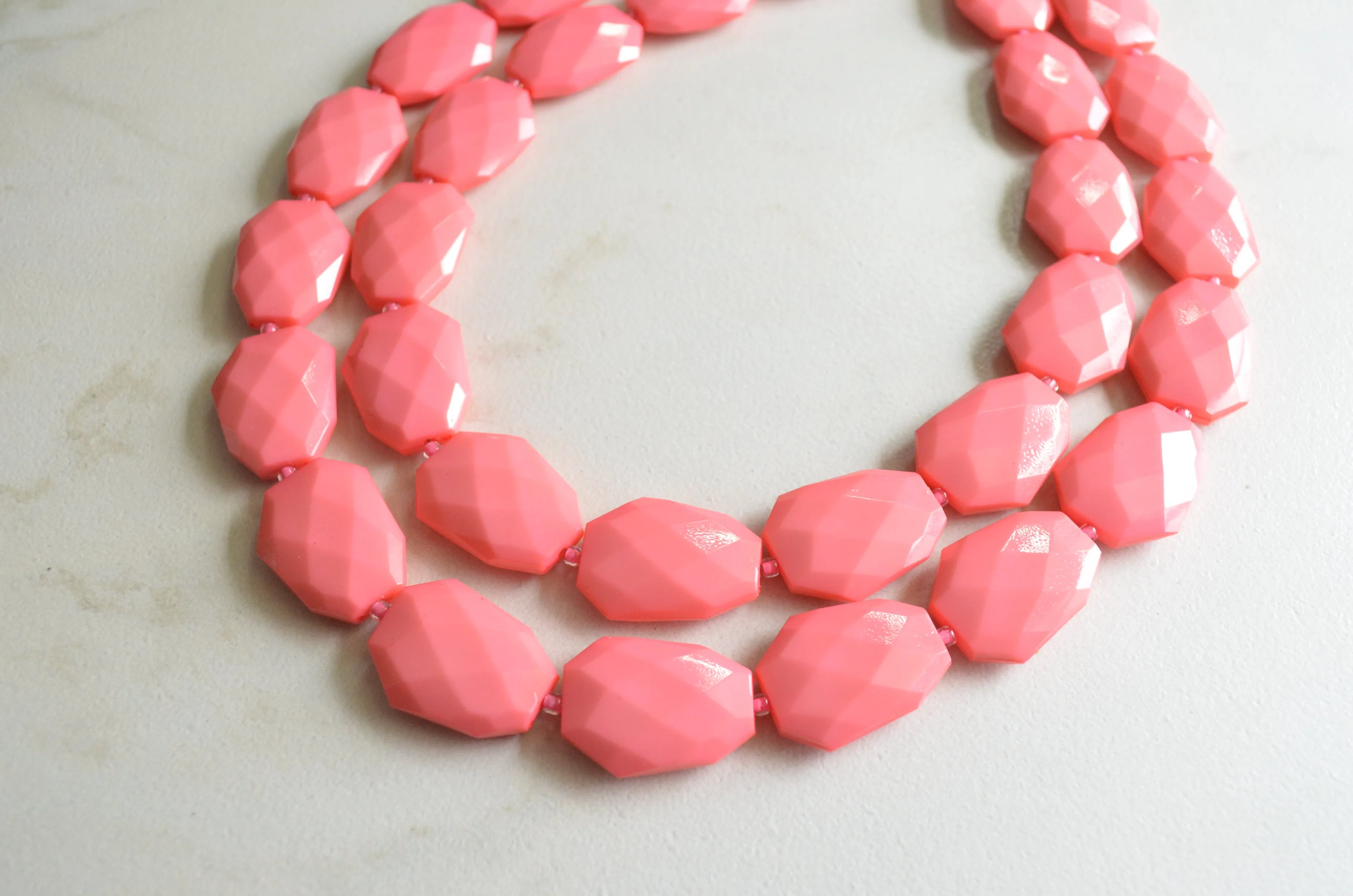 Acrylic Lucite Beaded Chunky Multi Strand Statement Necklace - Jane