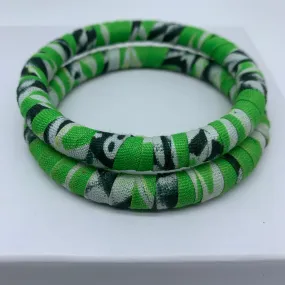 African Print Bangle-Green Variation 2
