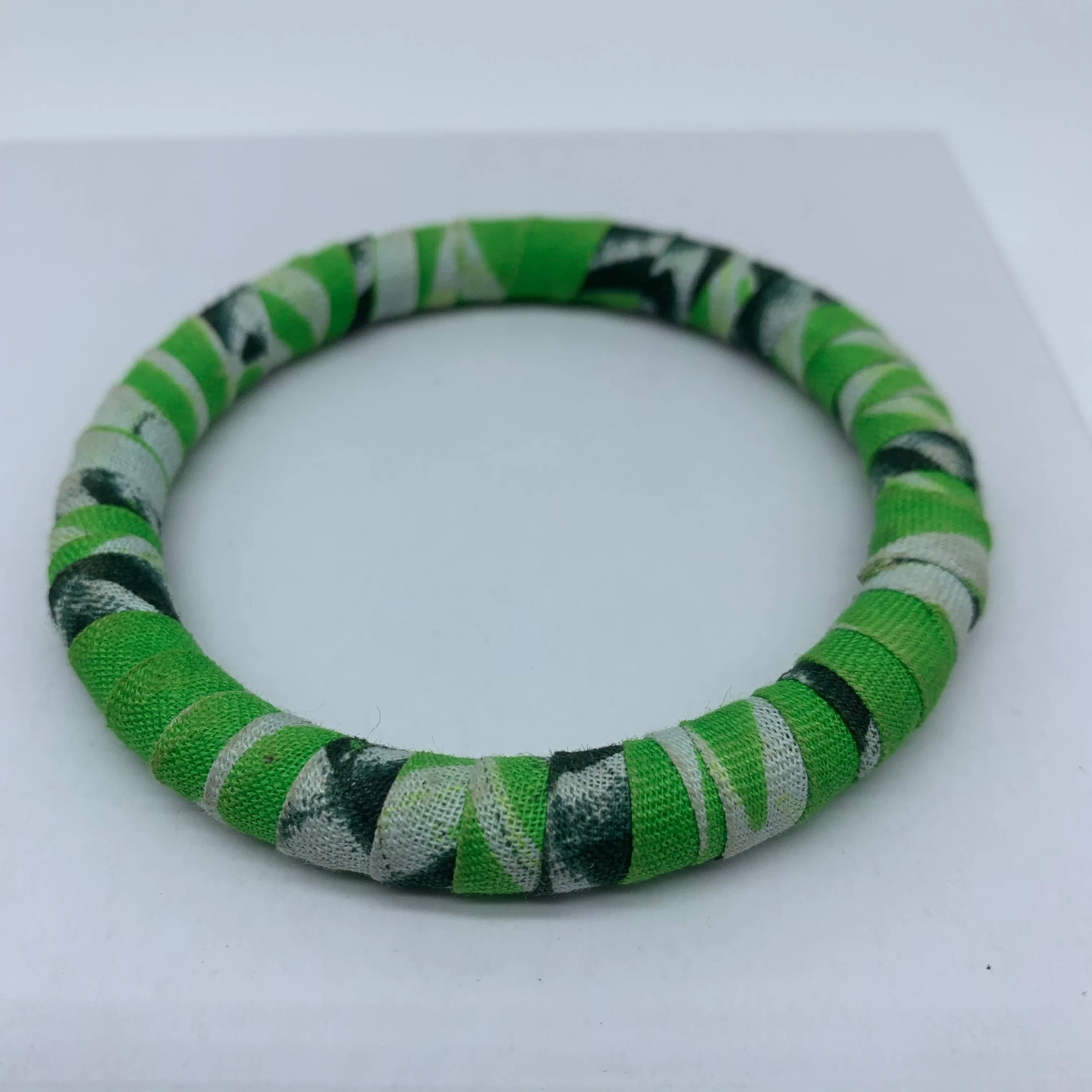 African Print Bangle-Green Variation 2