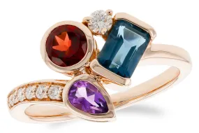 Amethyst, Garnet, and Topaz Ring