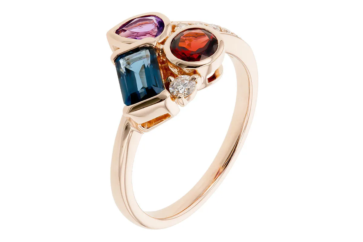 Amethyst, Garnet, and Topaz Ring