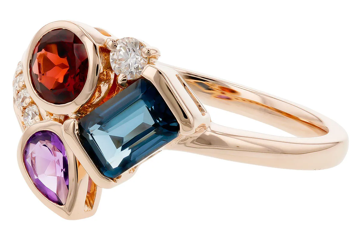 Amethyst, Garnet, and Topaz Ring