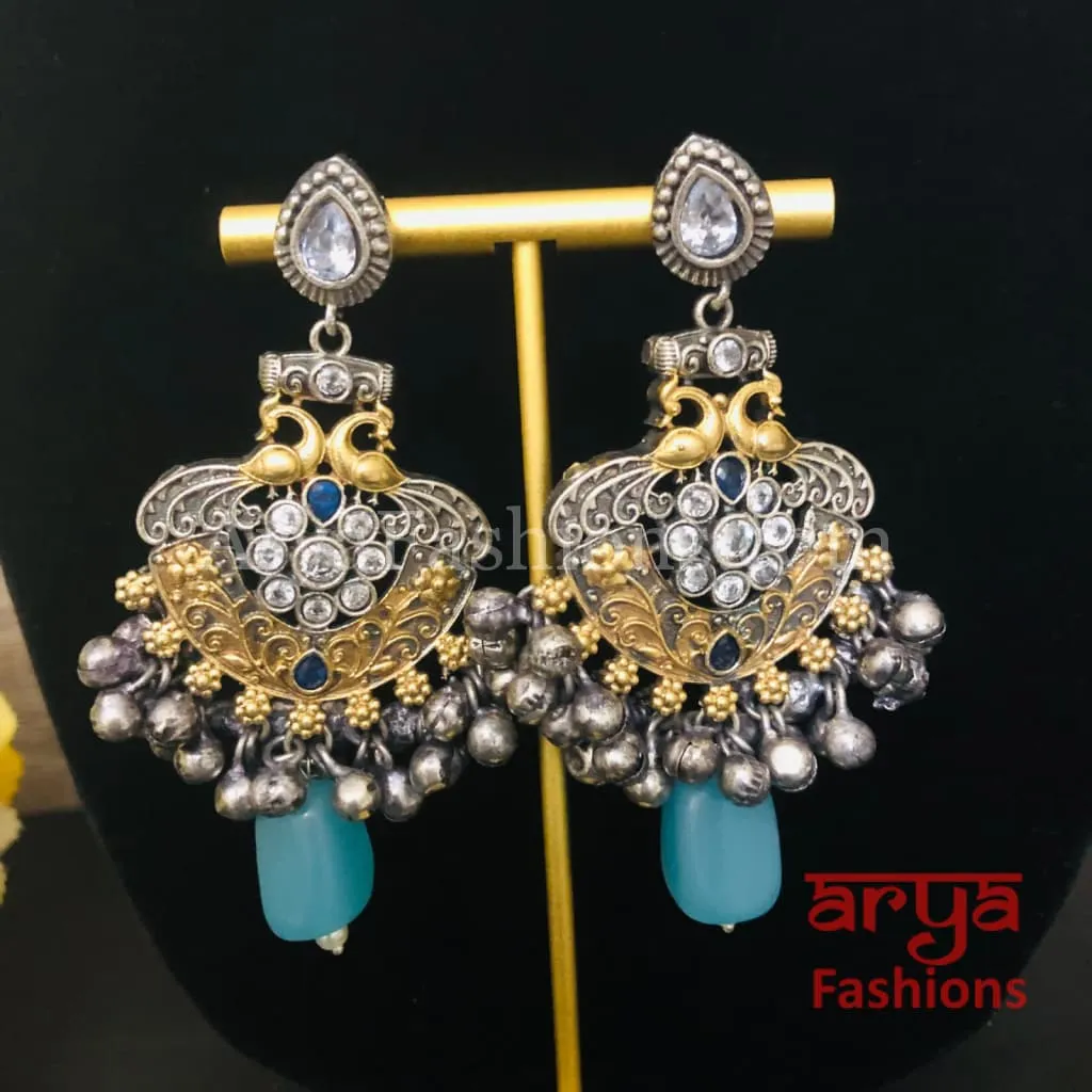 Amishi Dual Tone Statement Pendant Necklace with Earrings