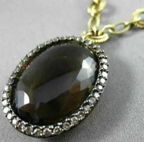 ANTIQUE LARGE 28.86CT FANCY DIAMOND & AAA SMOKY TOPAZ 14KT YELLOW GOLD NECKLACE