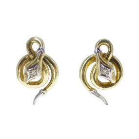 Antique Rolled Gold Snake Stud Earrings