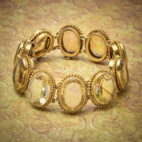ANTIQUE VICTORIAN CITRINE BRACELET GOLD GILT ON SILVER CIRCA 1900