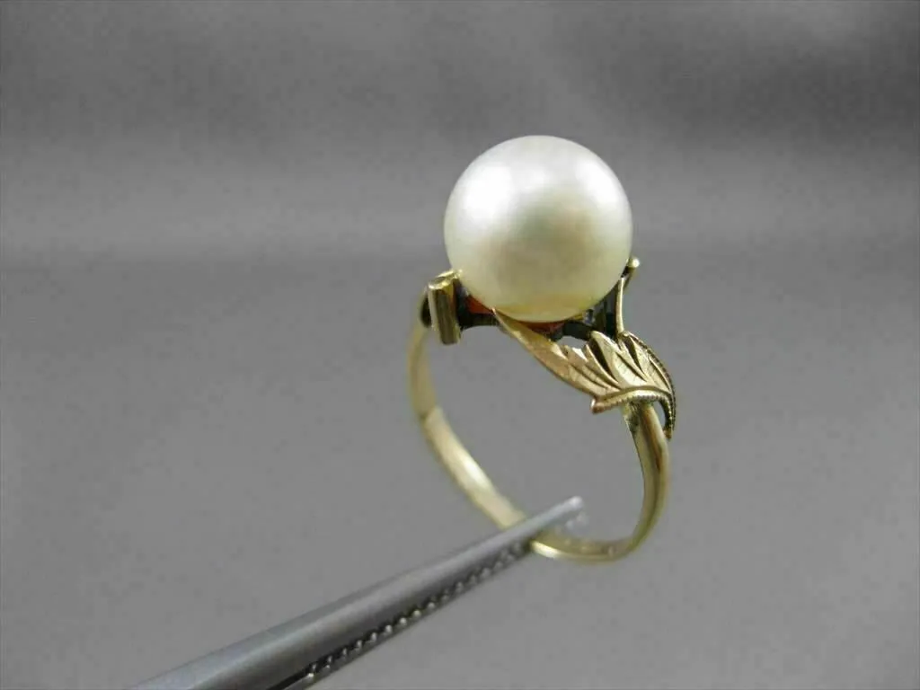ANTIQUE WIDE AAA NATURAL SOUTH SEA PEARL 18KT YELLOW GOLD FILIGREE RING #21138