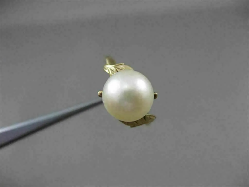ANTIQUE WIDE AAA NATURAL SOUTH SEA PEARL 18KT YELLOW GOLD FILIGREE RING #21138