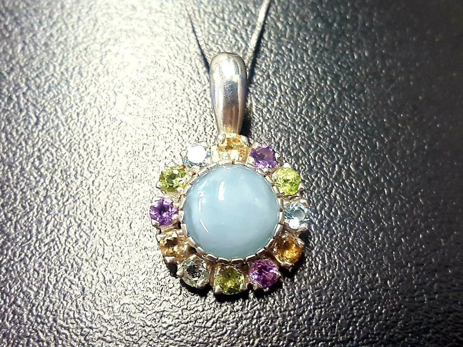 Aquamarine Victorian Necklace - Genuine Aquamarine Pendant - Multistone Pendant
