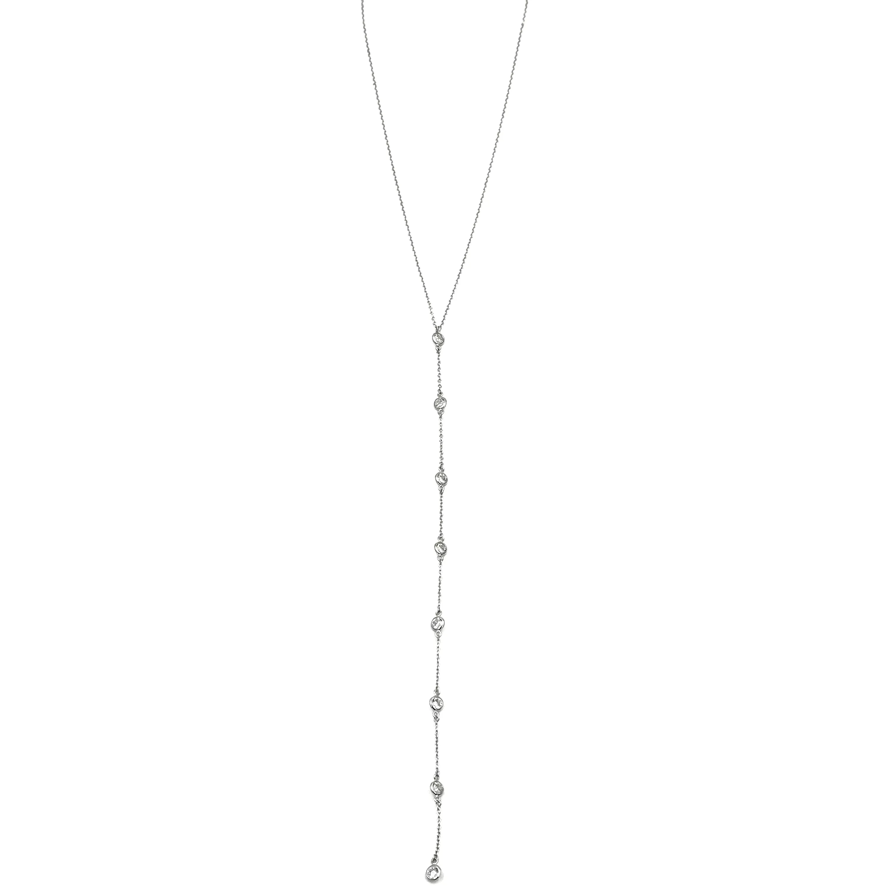 Ashley Gold Sterling Silver 8 CZ Drop Lariat Necklace