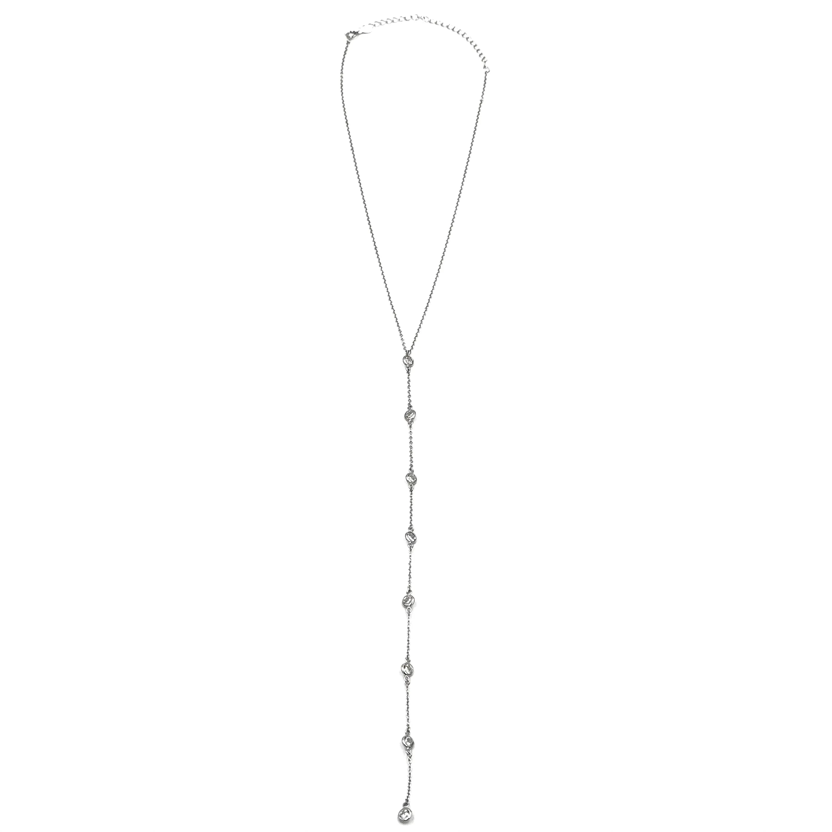 Ashley Gold Sterling Silver 8 CZ Drop Lariat Necklace