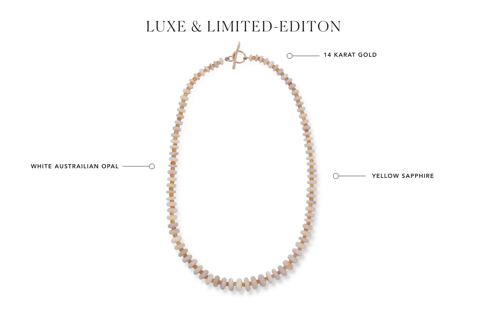 Australian Opal & 14k Gold Necklace in White with Yellow Sapphire