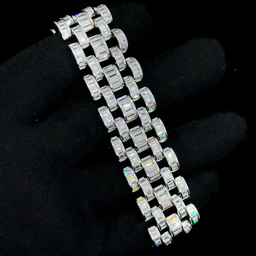 Baguette Jubilee CZ Iced Out Hip Hop Bling Bracelet