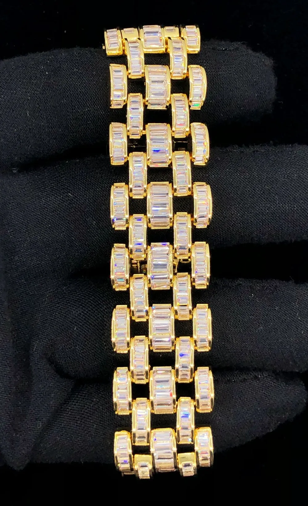 Baguette Jubilee CZ Iced Out Hip Hop Bling Bracelet