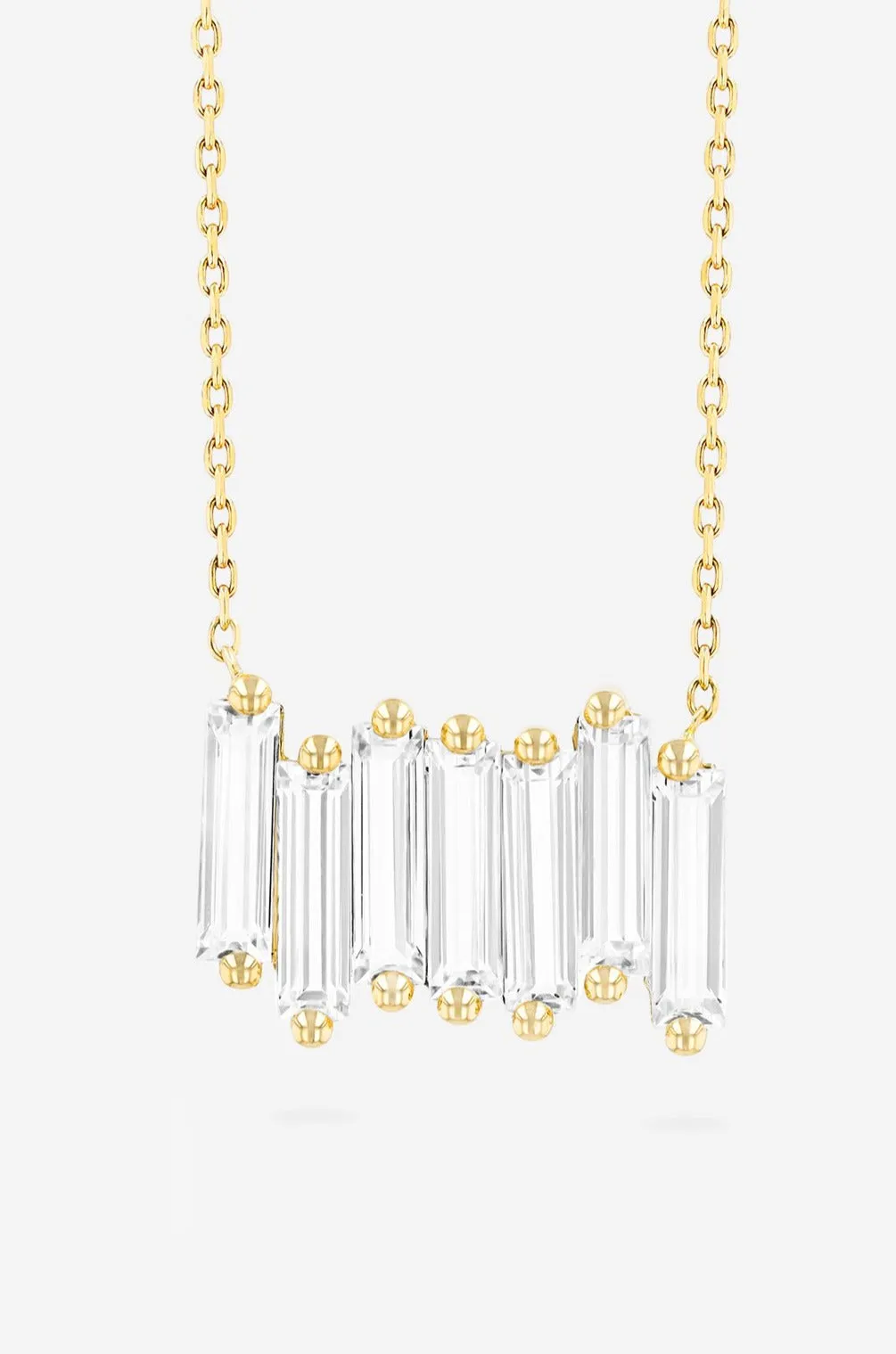 Baguette Necklace, White Topaz