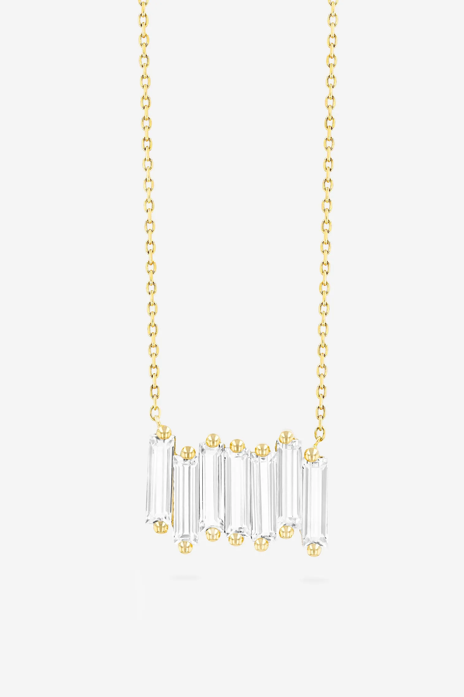 Baguette Necklace, White Topaz