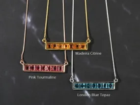Bar Necklace , Gemstone Bar Necklace , 18K Gold Plated 925 Sterling Silver , Unique Fine Jewellery  Gift for her