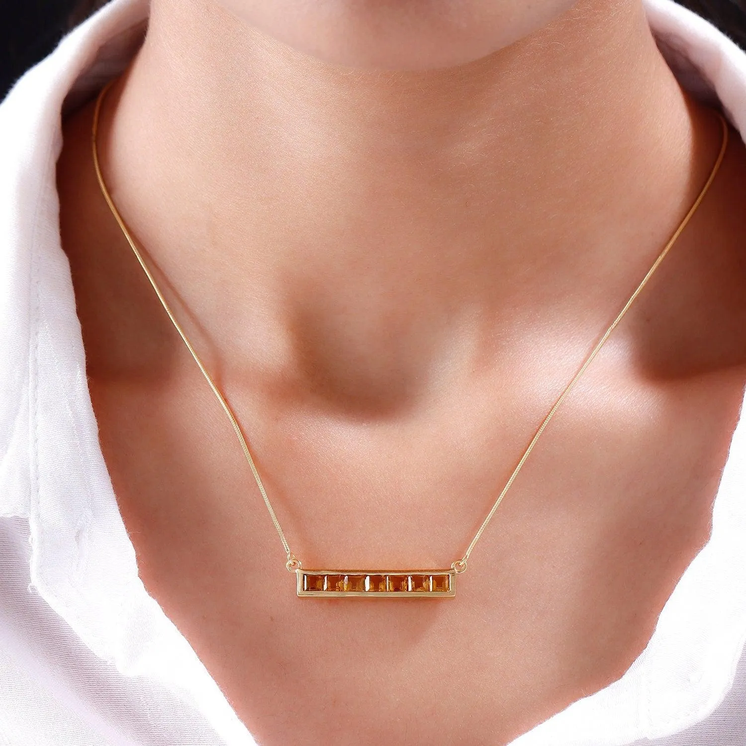 Bar Necklace , Gemstone Bar Necklace , 18K Gold Plated 925 Sterling Silver , Unique Fine Jewellery  Gift for her