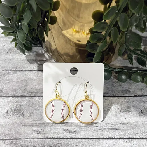 Baseball Dangly Earrings (SILVER OR GOLD)