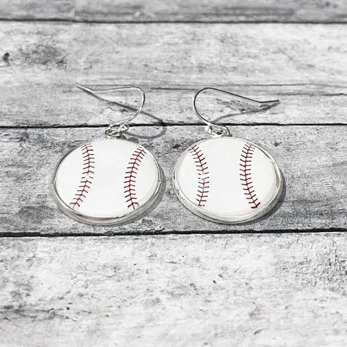 Baseball Dangly Earrings (SILVER OR GOLD)