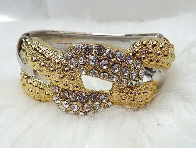 Beautiful Gold Silver Mixed Crystal Bangle Party Jewellery