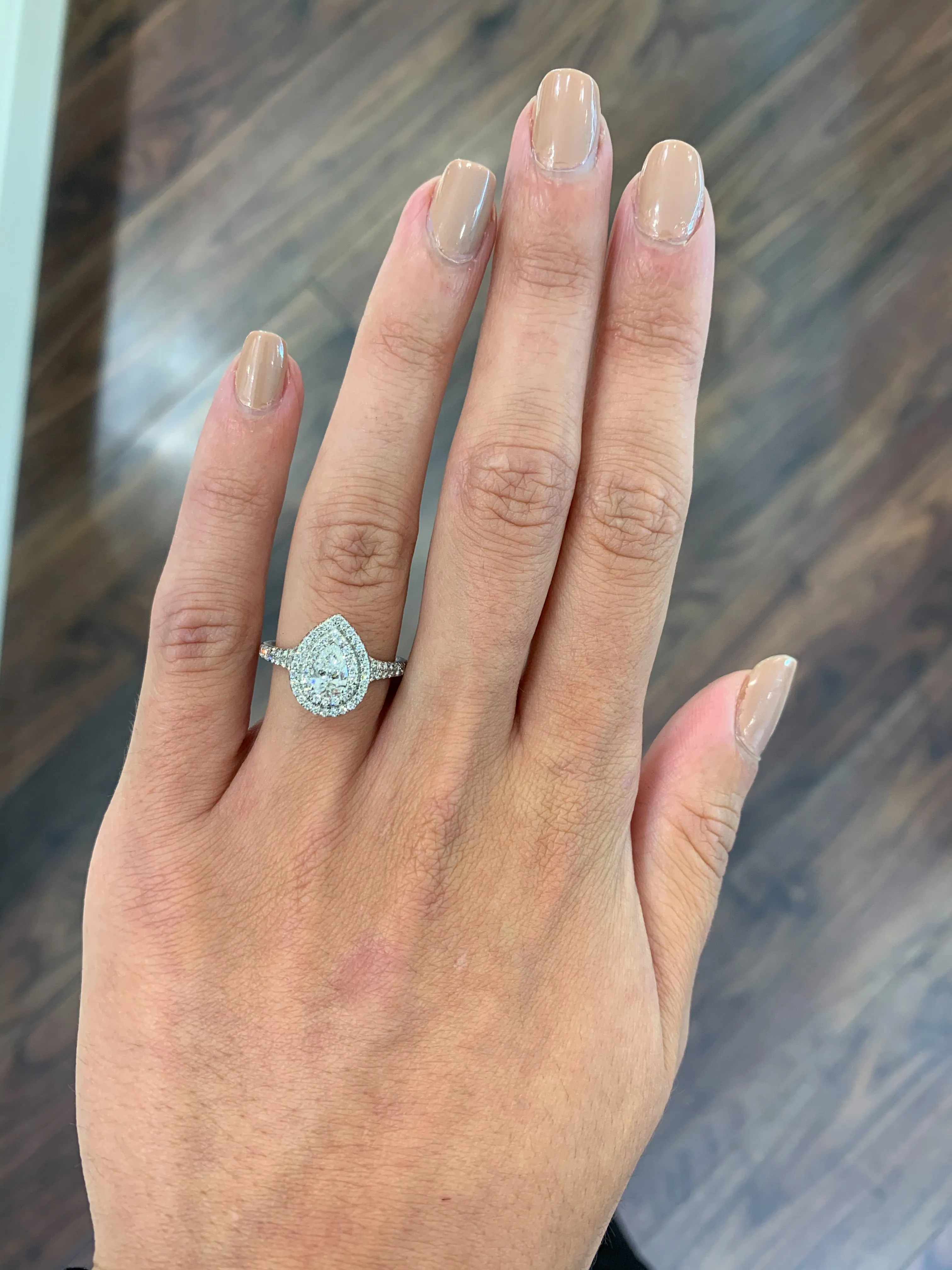 Beth - Platinum Double Halo Pear Earth Grown Diamond Engagement Ring