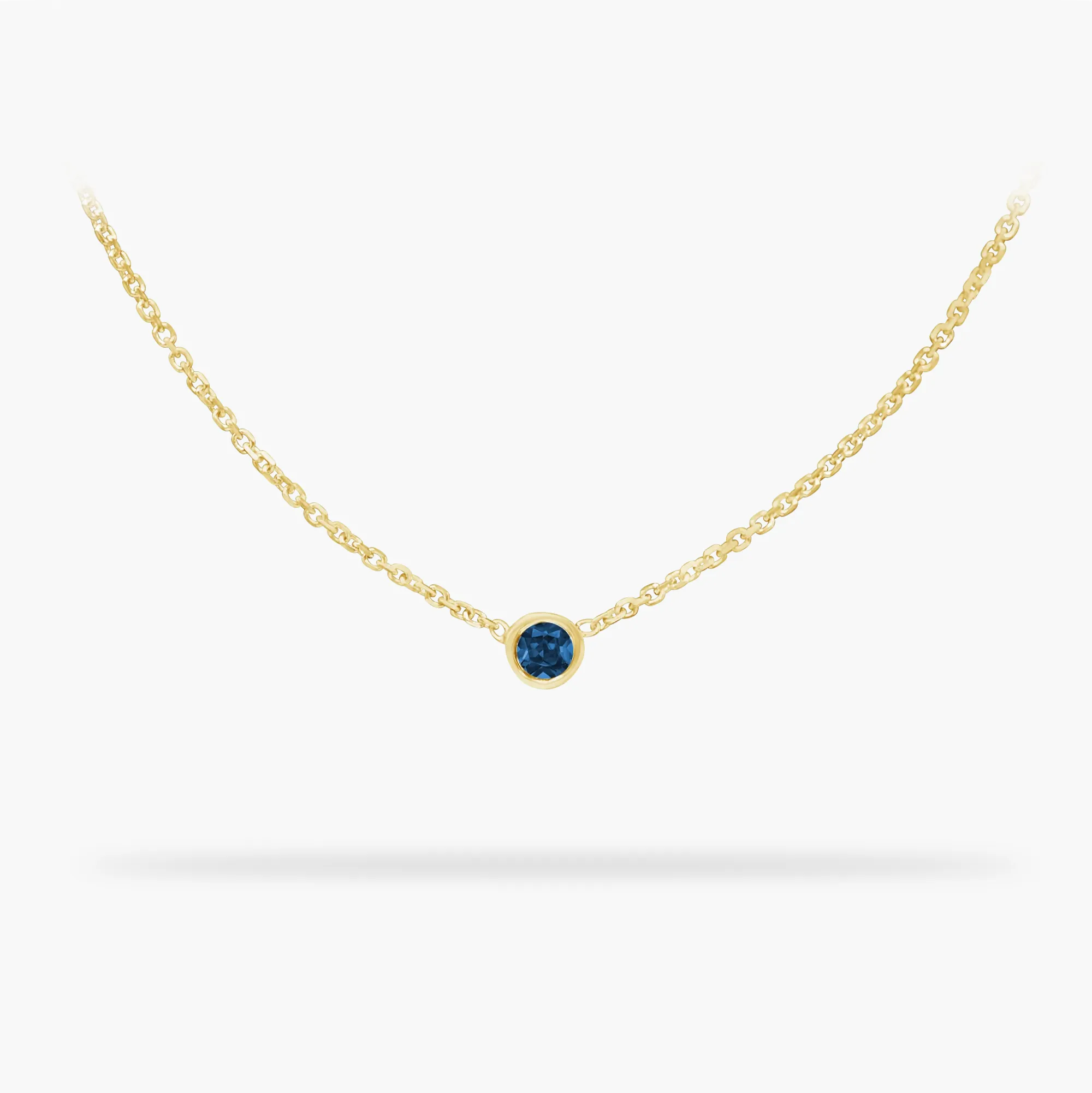 Birthstone Necklace September- Sapphire 14K Gold Necklace