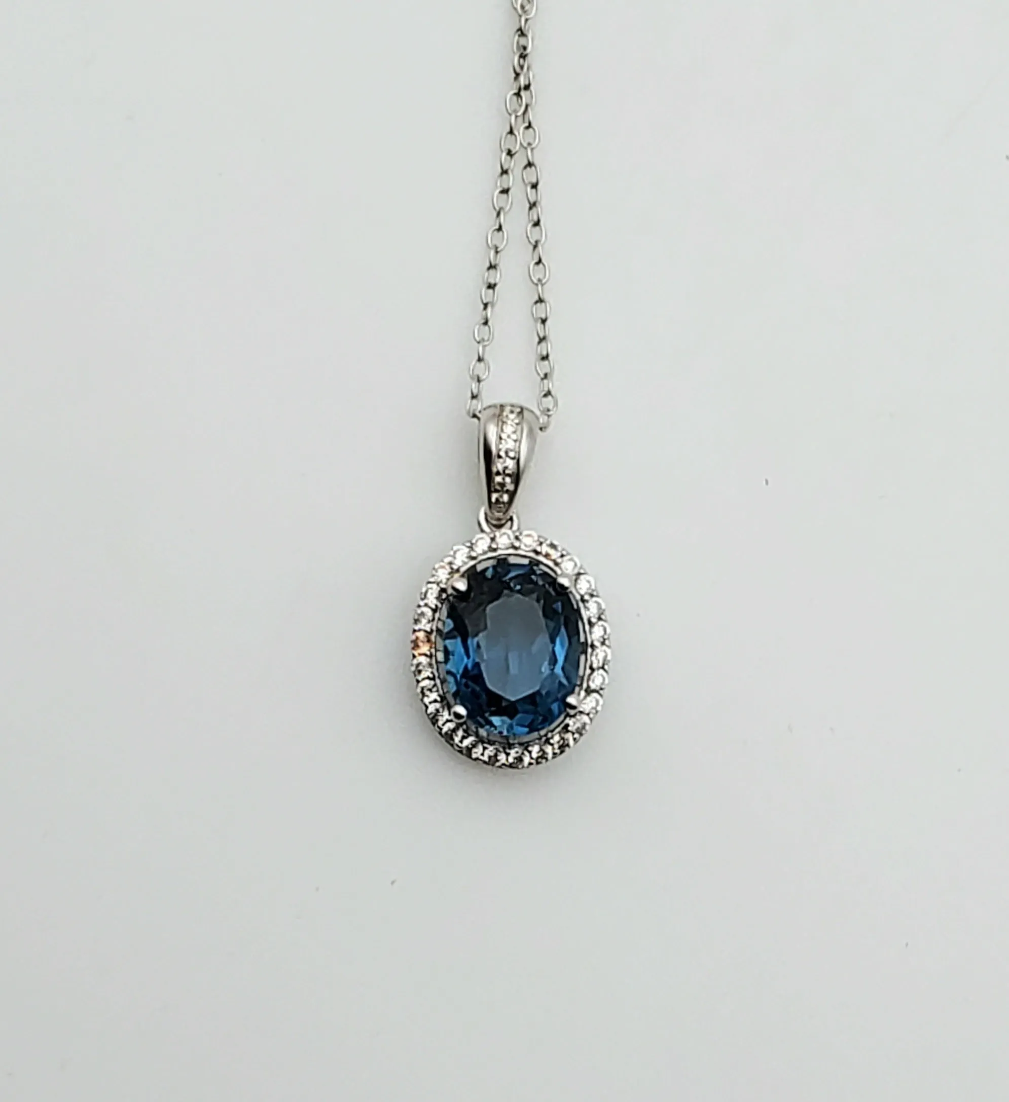 Blue and Colorless Topaz Sterling Silver Pendant Chain Necklace - 18"