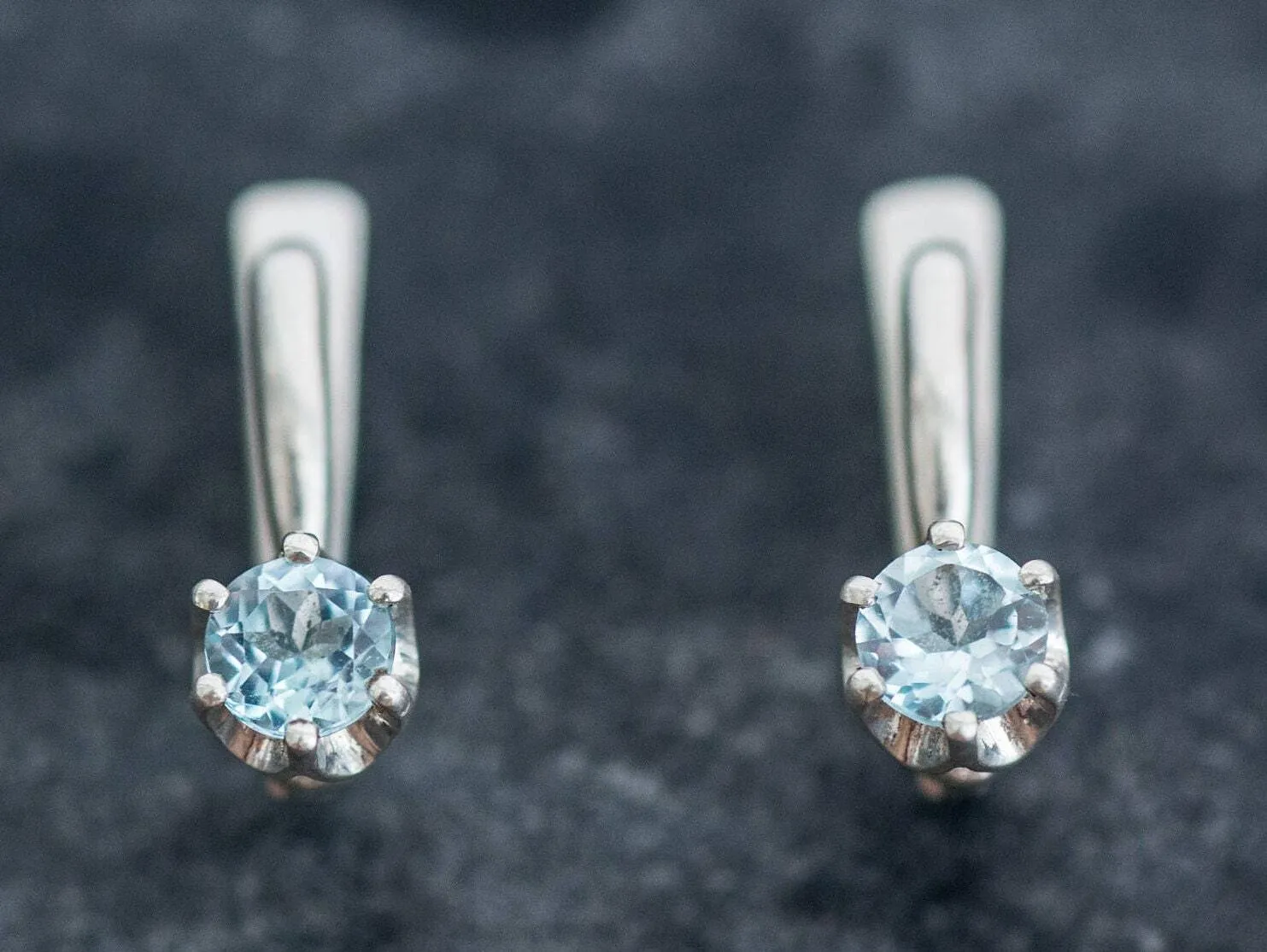 Blue Drop Earrings - Blue Topaz Studs - Long Topaz Earrings