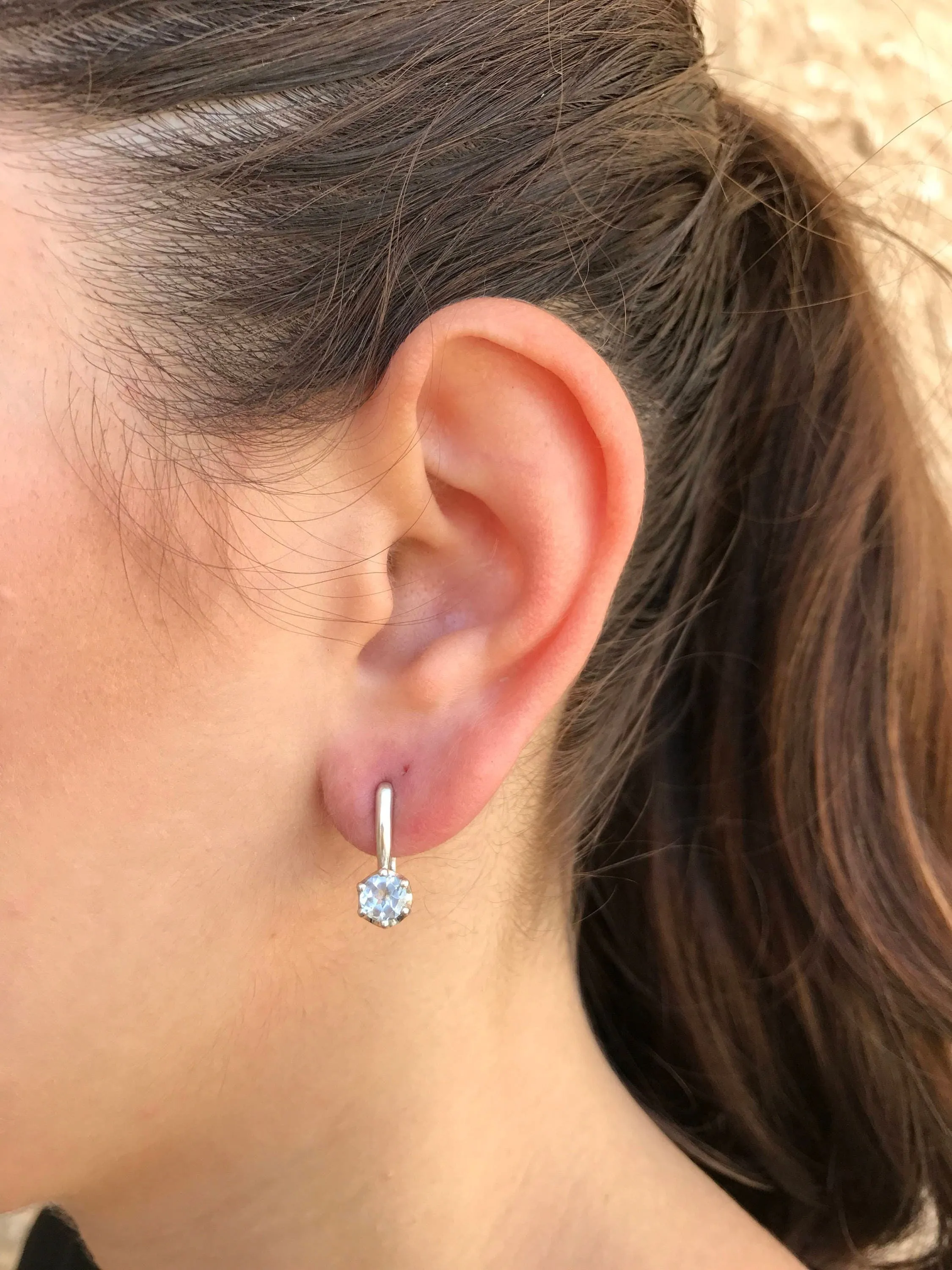 Blue Drop Earrings - Blue Topaz Studs - Long Topaz Earrings