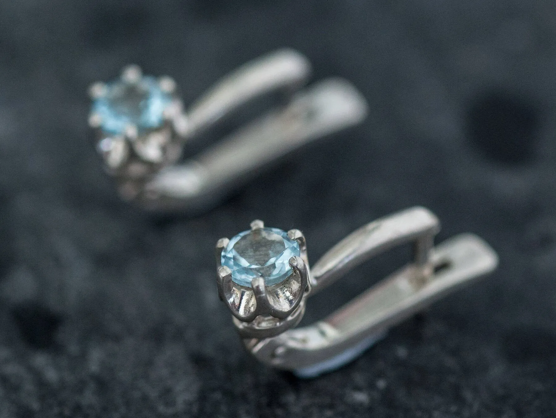 Blue Drop Earrings - Blue Topaz Studs - Long Topaz Earrings