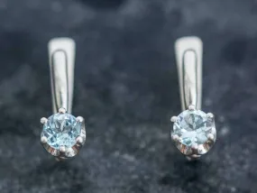 Blue Drop Earrings - Blue Topaz Studs - Long Topaz Earrings