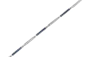Blue Sapphire & Diamond Bar Tennis Bracelet