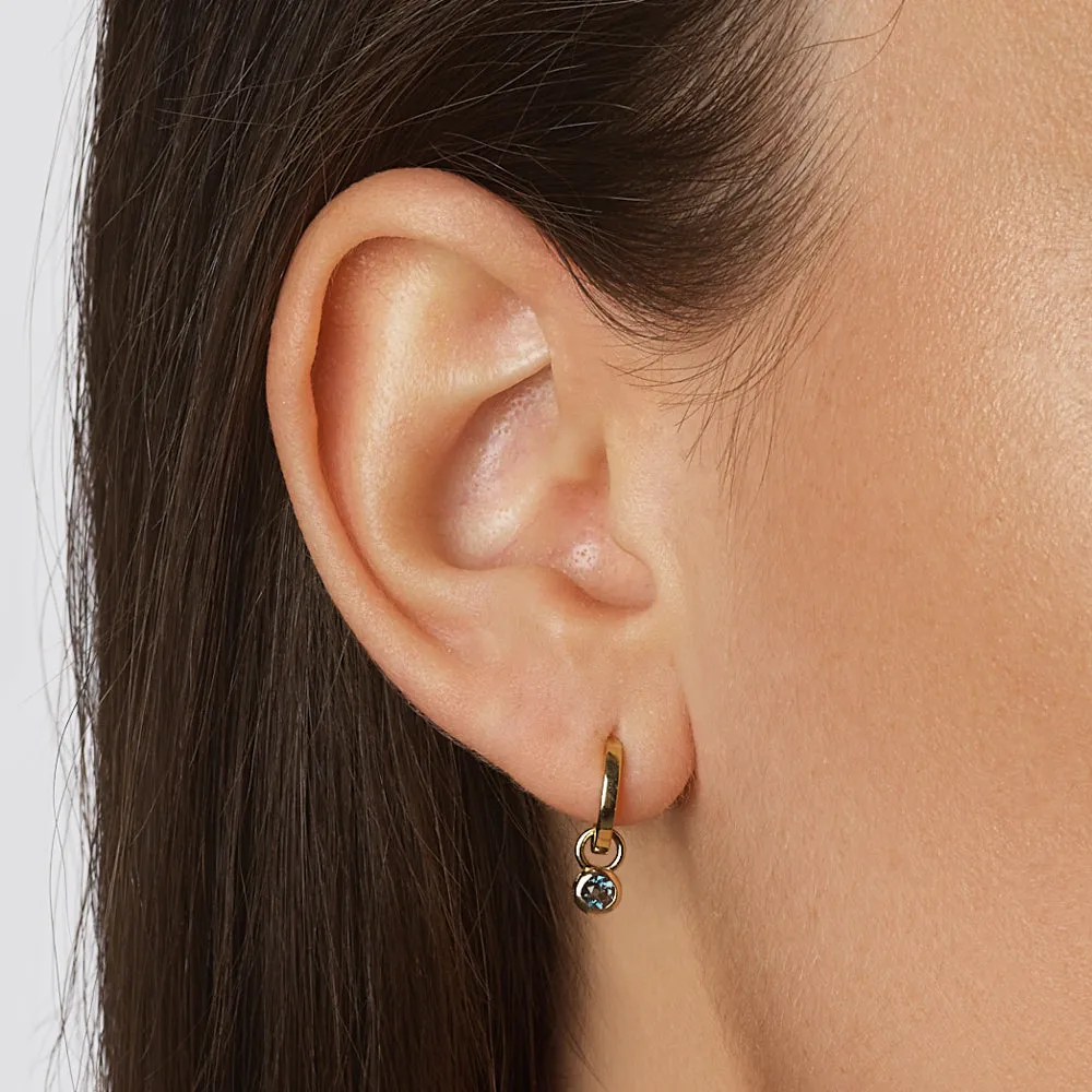 Blue Topaz Circle Charm in 10k Gold