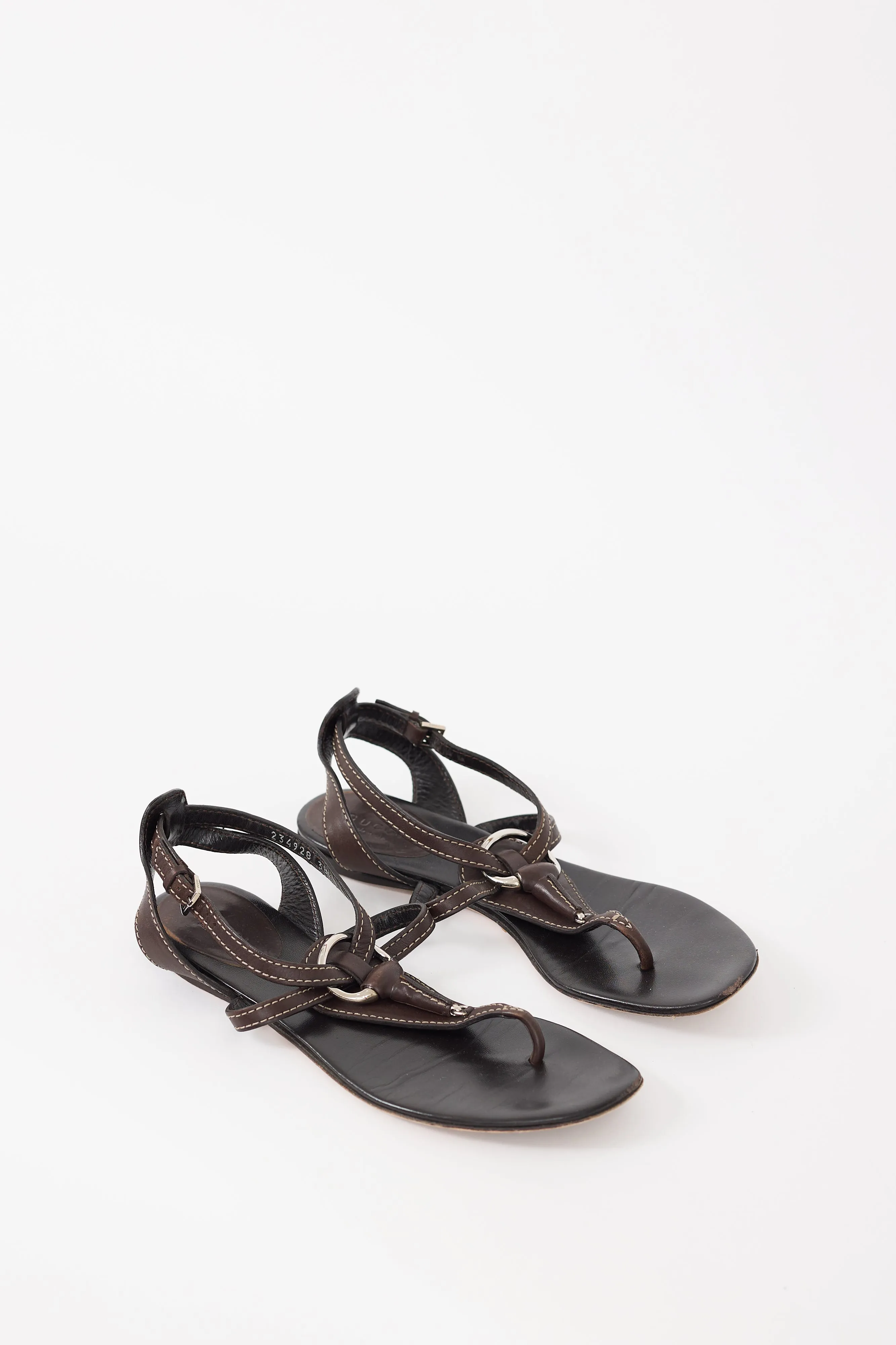 Brown Leather T-Strap Sandal
