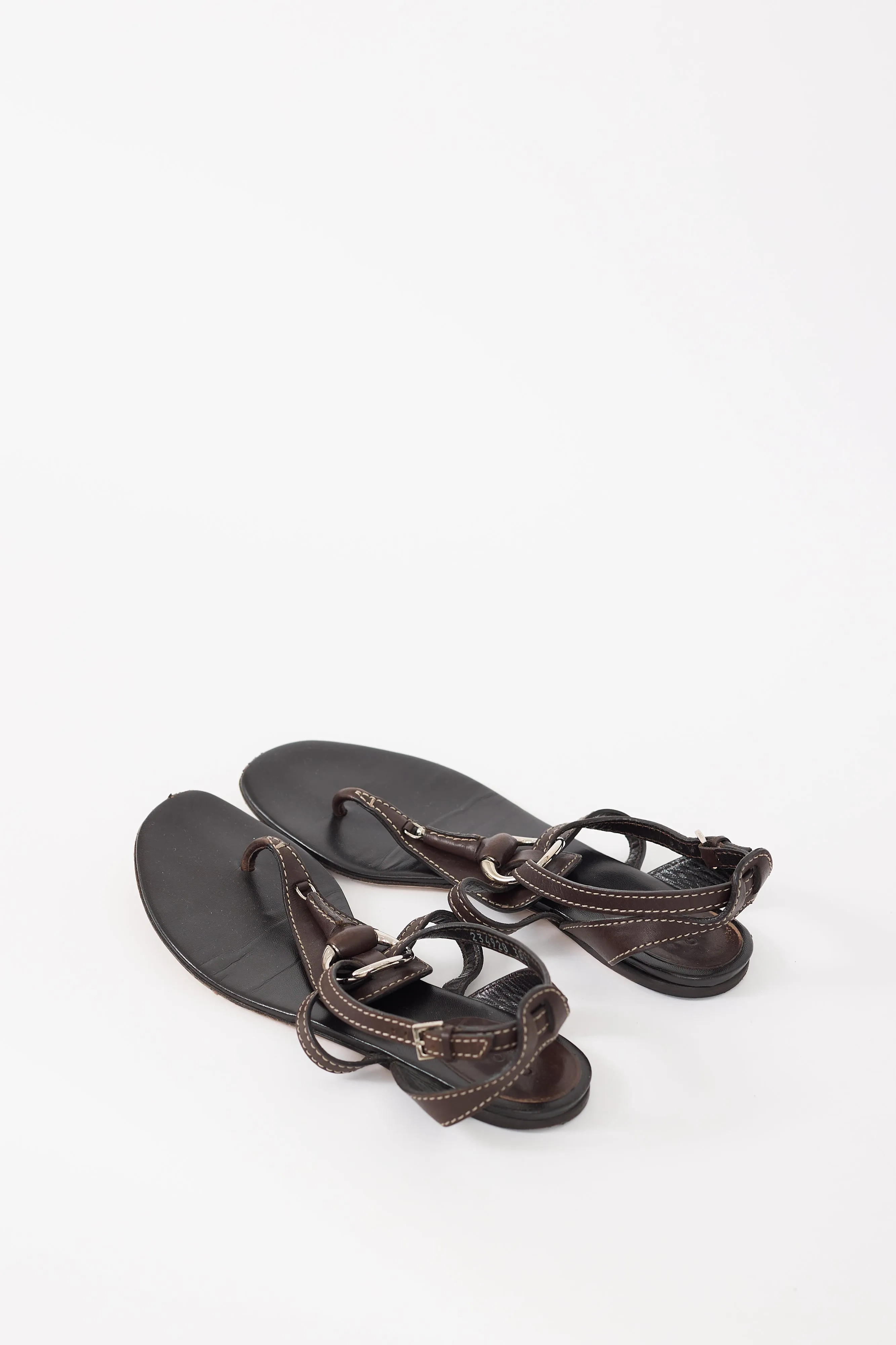 Brown Leather T-Strap Sandal